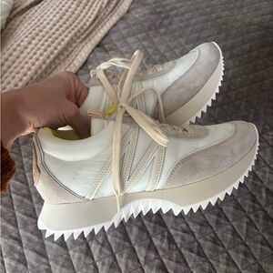 Moncler Pacey Nylon & Suede, Cream and White Women's Sneakers Size 39 / 9